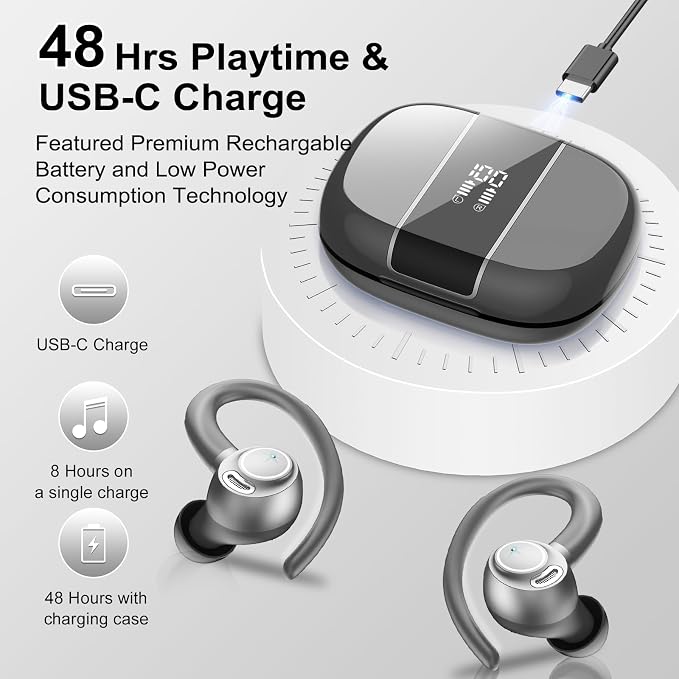 Wireless Earbuds Bluetooth 5.3 Headphones Sports, 48Hrs Playtime Bluetooth - Image 4