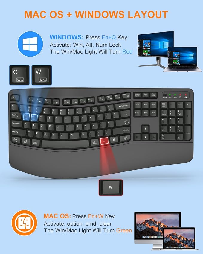 EDJO Ergonomic Wireless Keyboard - Image 7