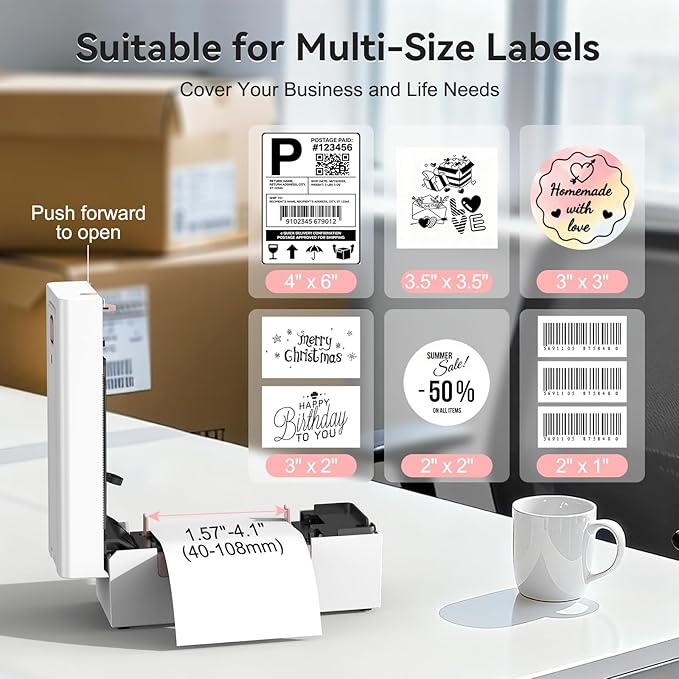 Bluetooth Thermal Shipping Label Printer, Wireless 4x6 Shipping Label Printer - Image 4