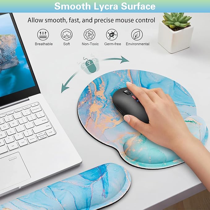 Mouse Pad with Wrist Rest Set, Qomolama 3-in-1 Wrist Rest - Image 3