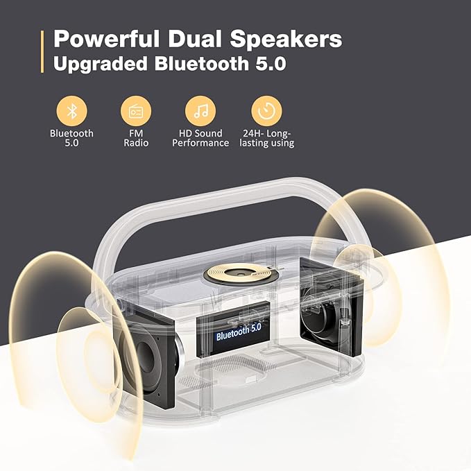 Bluetooth Speaker with Wireless Charger, FM Radio, Dimmable Bedside LED Night - Image 3