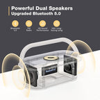 Bluetooth Speaker with Wireless Charger, FM Radio, Dimmable Bedside LED Night - Image 3