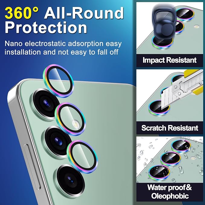 for Samsung Galaxy S24 FE Camera Lens Protector, Individual Metal Ring Tempered - Image 3