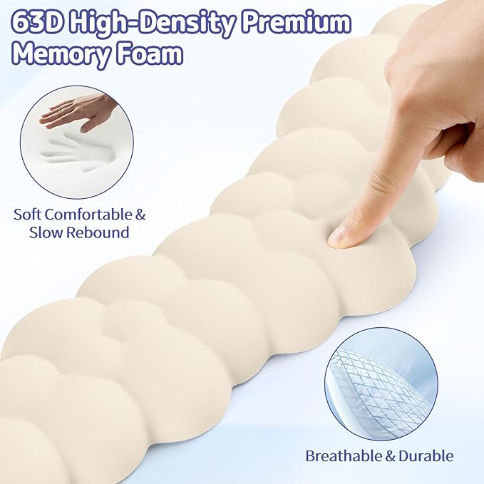 Cloud Wrist Rest for Keyboard and Mouse, Memory Foam PU Leather Keyboard Wrist - Image 4