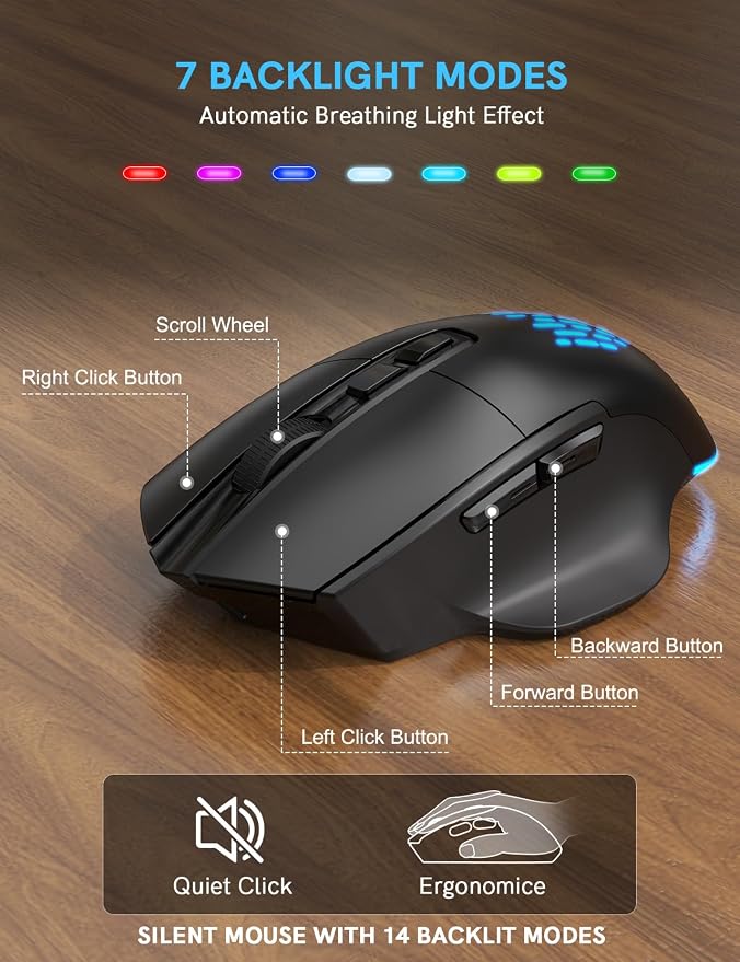 SABLUTE Ergonomic Wireless Keyboard and Mouse Combo - Image 6