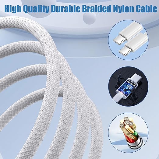 Dual Port USB A/C Charger for iPhone 16 Pro 10FT Woven USB C Fast Cable - Image 5