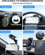 YRU Cell Phone Holder for Car Dashboard Windshield Phone Stand for iPhone16 15 - Image 7