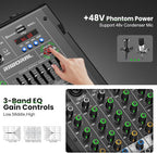 6 Channel Audio Interface Dj Mixer Soundboard Console 99 Dsp Reverb Delay - Image 4