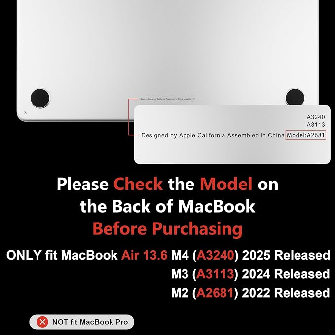 MEEgoodo Case for M4/M3/M2 MacBook Air 13.6 inch Case 2025 2024 2022, Fit Model - Image 2