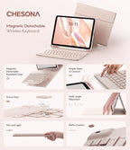 CHESONA Keyboard Case for iPad 11th/10th Generation, Detachable Wireless - Image 3