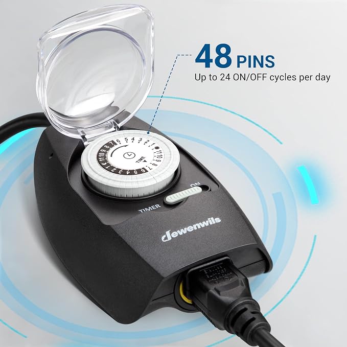 DEWENWILS Outdoor Light Timer Waterproof, 24-Hour Programmable Plug in Timer - Image 2