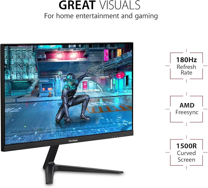 ViewSonic VX2418C 24 Inch 1080p 1ms 180Hz Curved Gaming Monitor - Image 2
