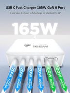 165W USB C Charging Station 6-Port GaN USB C Charger, PD 100W Laptop Hub Wall - Image 2