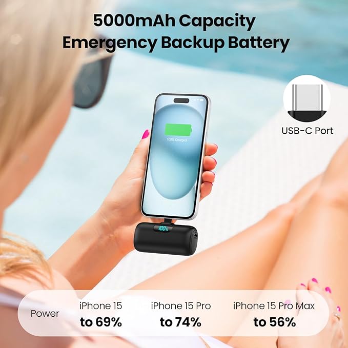 Samll Portable Charger for iPhone 16/15 Series, 5000mAh 3A PD USB C Power Bank - Image 5
