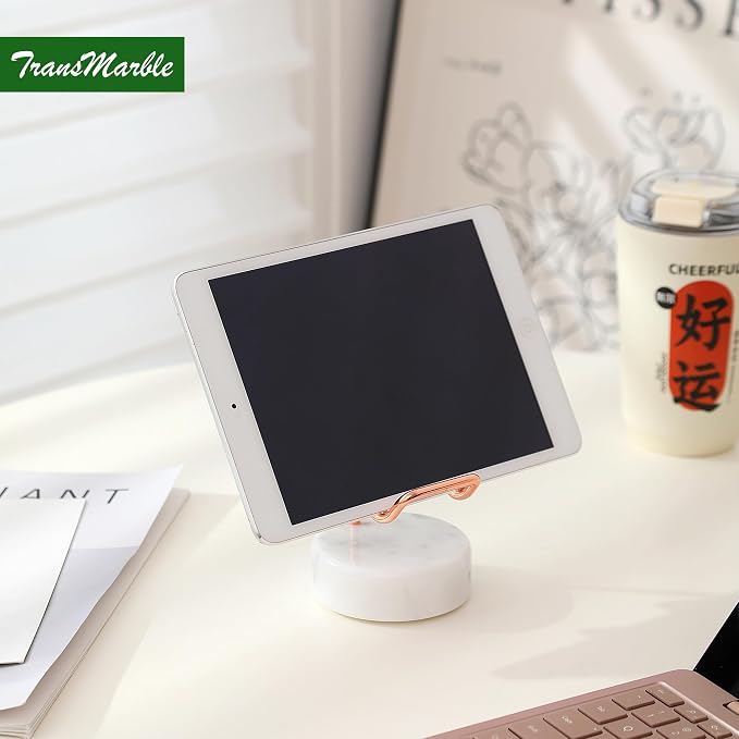 Marble Phone Stand with Metal Holder, Charging Available While Using, Swipe Up - Image 3
