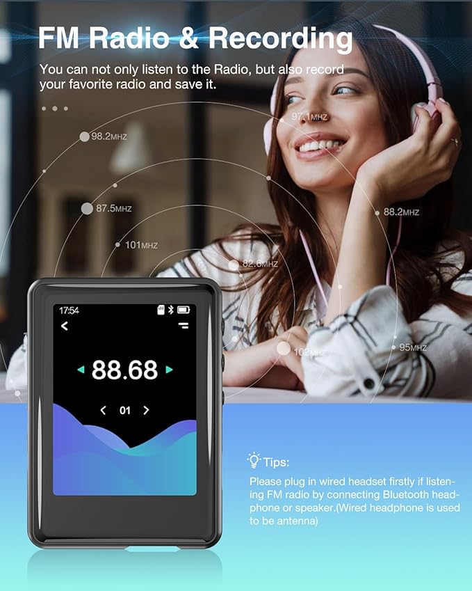 64GB MP3 Player with Bluetooth 5.3, Full Touch Screen Mp3 Music Player Built-in - Image 7