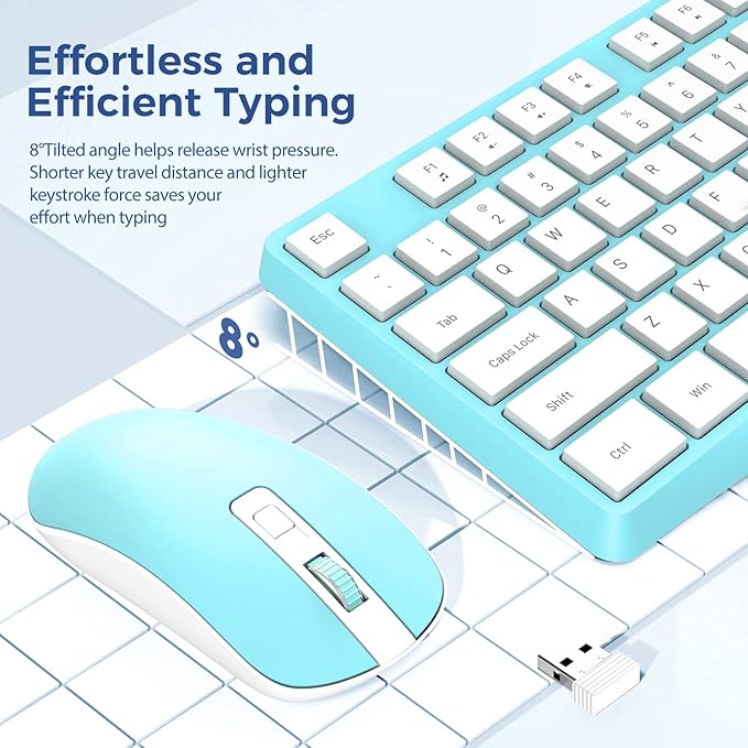Wireless Keyboard and Mouse Combo, Lovaky 2.4G Full-Sized Ergonomic Keyboard - Image 2
