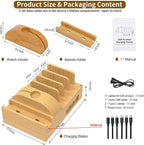 Bamboo Charging Station for Multiple Devices, Alltripal Wood Desktop Docking - Image 4
