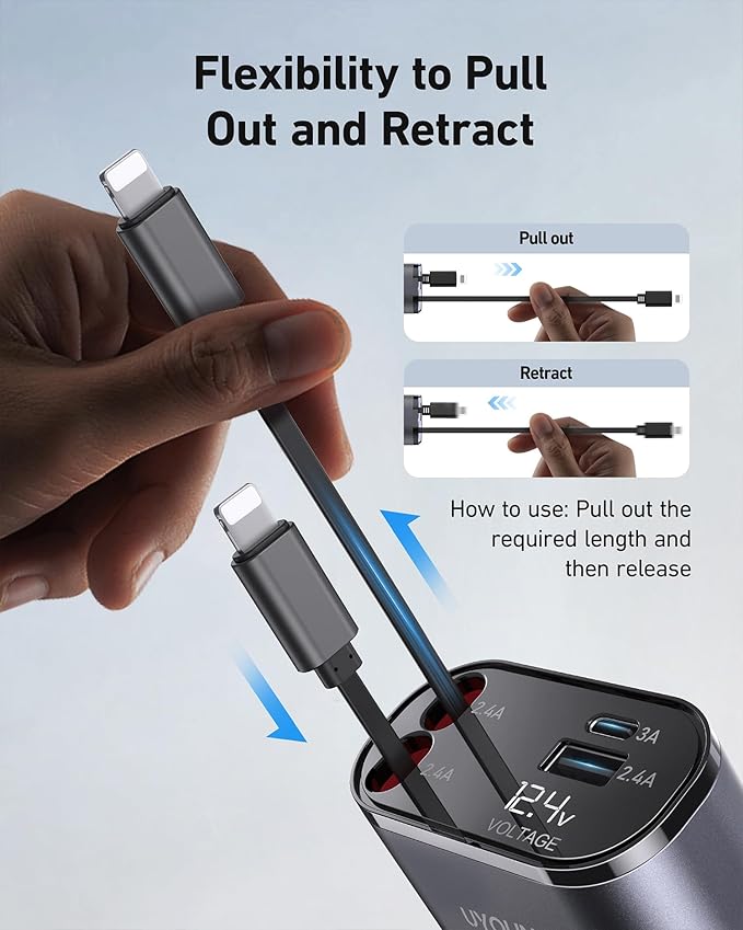 iPhone Car Charger 4 in 1 Fast USB Car Phone Charger 20W Double Lightning - Image 5