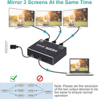 1x3 HDMI Splitter, 1 in 3 Out HDMI Splitter Audio Video Distributor Box Support - Image 3