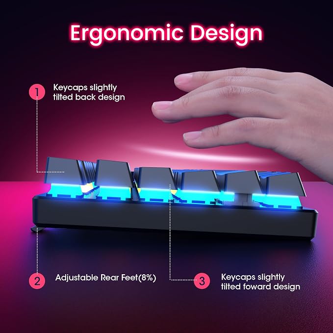 RisoPhy Mechanical Gaming Keyboard, RGB 104 Keys Ultra-Slim LED Backlit USB - Image 6