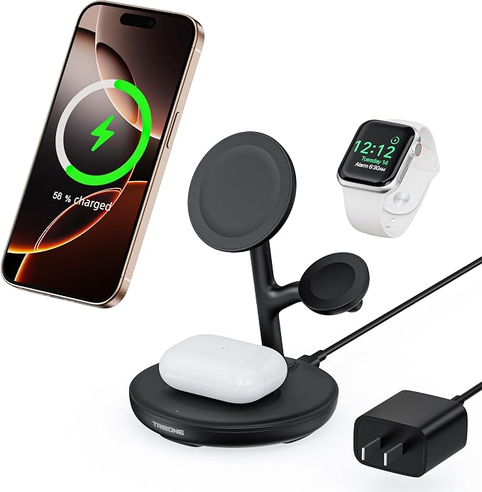 3 in 1 Magnetic Wireless Charger Stand by TRIBONE