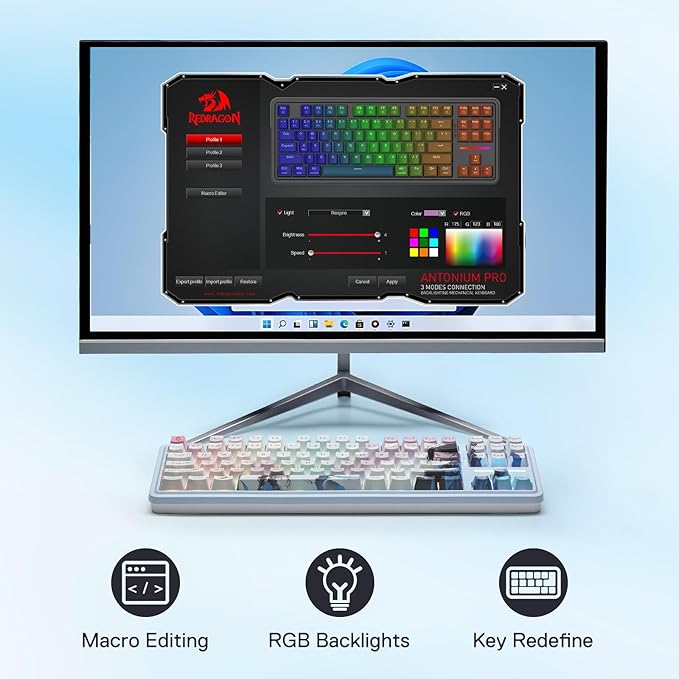 Redragon K728 PRO SE 80% 87 Keys Wireless Gasket RGB Gaming Keyboard, 3-Mode - Image 8