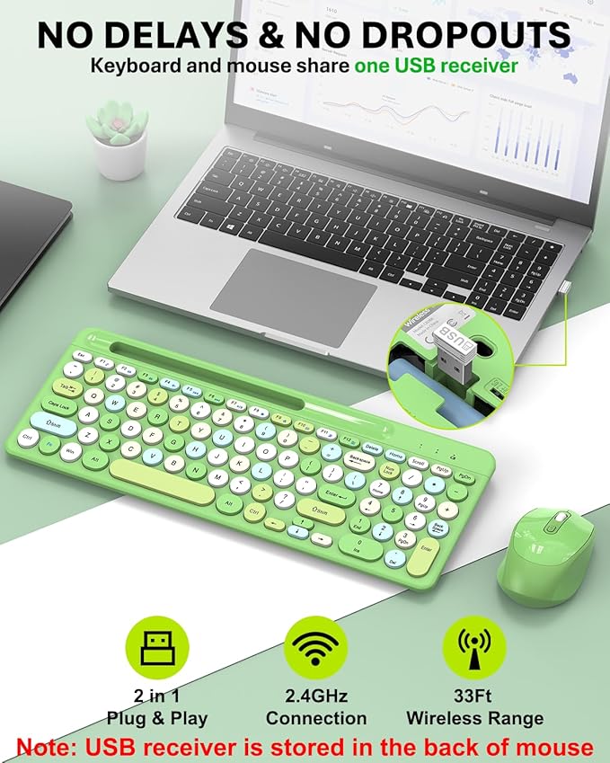 Colorful Wireless Keyboard and Mouse Combo - Image 4
