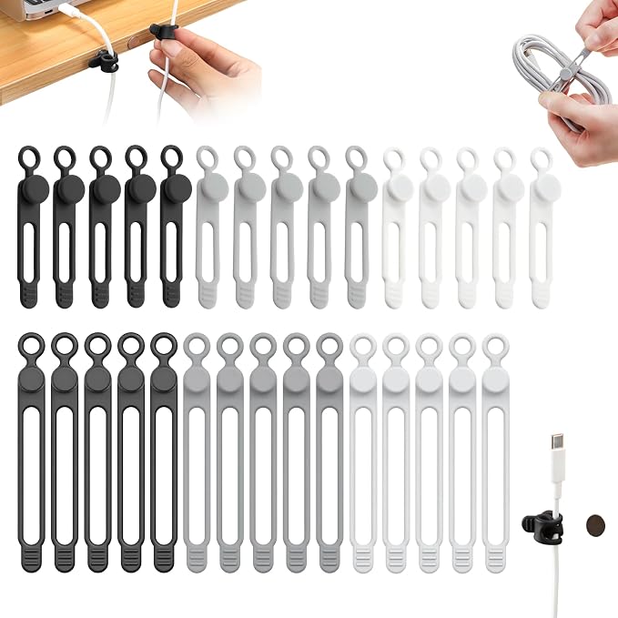 Silicone Cable Ties, Magnetic Data Cable Organizers Reusable Cable Ties Wire by muxou