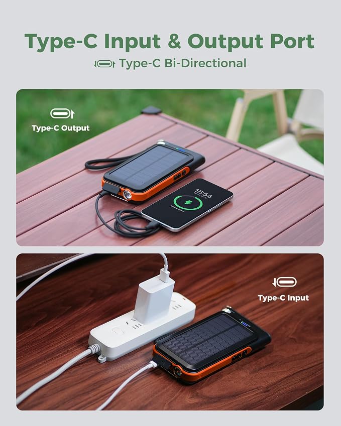 GOODaaa Solar Power Bank, 45800mAh Wireless Portable Charger Built-in Cables - Image 5