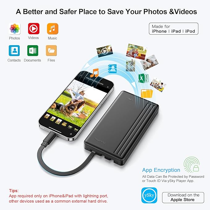 ySky MFi Certified 1TB Portable External Hard Drive - Image 3