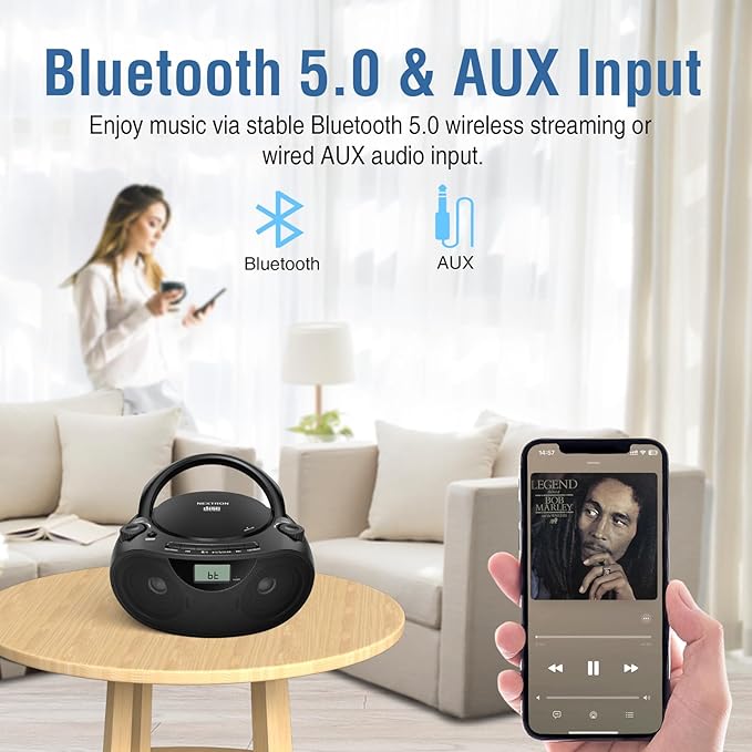 Nextron Portable CD Player Bluetooth Boombox - Image 6