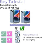 2 Pack Camera Lens Protector for iPhone 14 / iPhone 14 Plus, AR Tempered Glass - Image 2