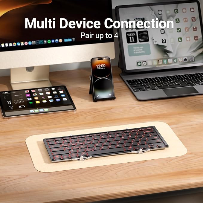 iClever Backlit Foldable Keyboard, BK05 Wireless Folding Keyboard - Image 2