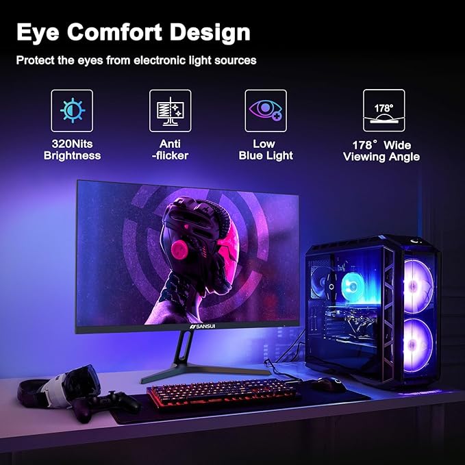 SANSUI 27 Inch WQHD 2560 x 1440 IPS Gaming Monitor, 180Hz 1ms Computer Monitor - Image 8