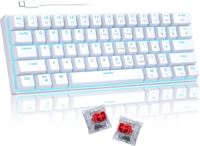 60% Mechanical Gaming Keyboard, Detachable Type-C Cable Mini Keyboard by Camiysn