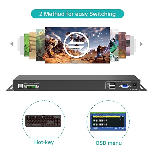 MT-VIKI 8 Port KVM Switch VGA +8 KVM Cables, Daisy Chain Component - Image 4