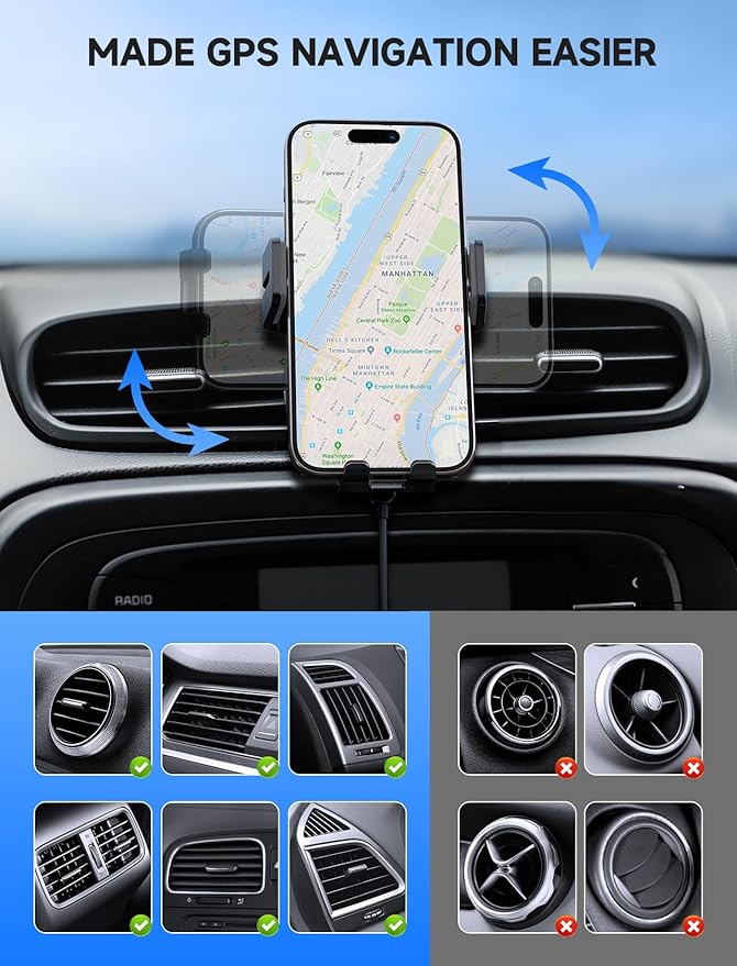 MOKPR Wireless Car Charger, 15W Auto Clamping Car Charger Dash Windshield Air - Image 7