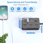 Flat Plug Power Strip Surge Protector, 5ft Ultra Thin Extension Cord - Image 5