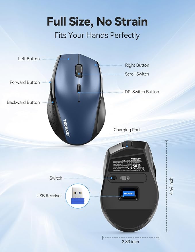 TECKNET Wireless Mouse Rechargeable, Mouse - Image 6