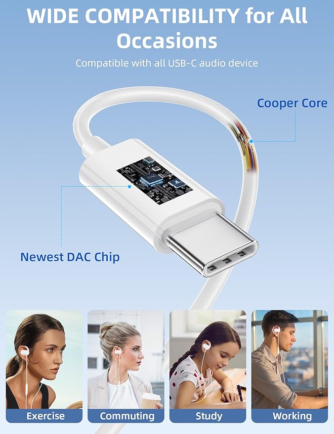 USB Type C Headphone Open Ear Adjustable Over Ear Hook Headset Corded Earphone - Image 5