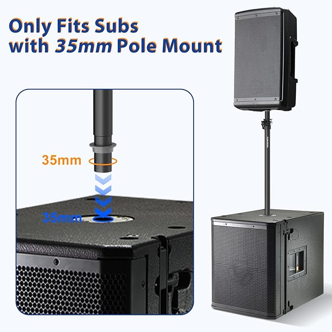 Set of 2 Speaker Poles for Subwoofer Extended Speaker Pole Only Fits Subwoofers - Image 5