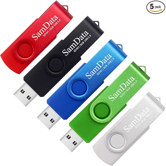 SamData 8GB USB Flash Drives 5 Pack 8GB Thumb Drives Memory Stick Jump Drive by SamData