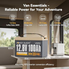 Power Queen Upgraded 12.8V 100Ah Auto-Heating Lithium Battery, Built-in 100A BMS - Image 6