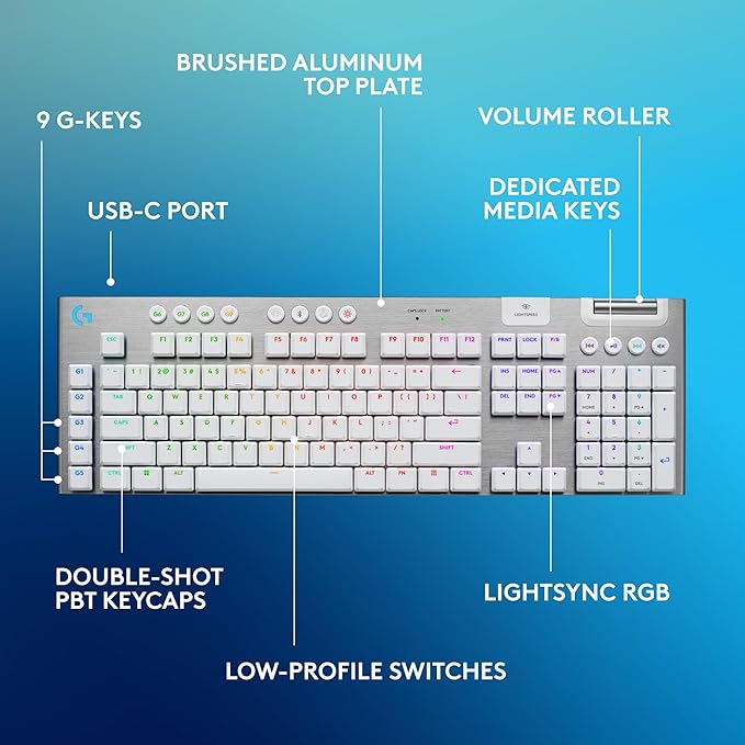 Logitech G915 X Lightspeed Wireless Mechanical Gaming Keyboard, Double-Shot PBT - Image 6