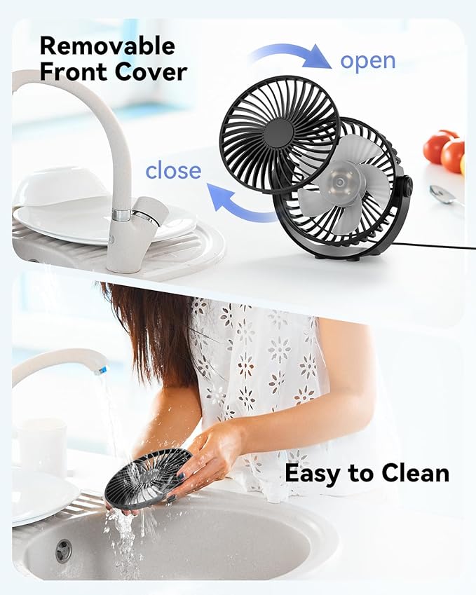 USB Desk Fan, 5 Inch Mini Portable, 3 Speeds Strong Airflow Personal Desktop - Image 7
