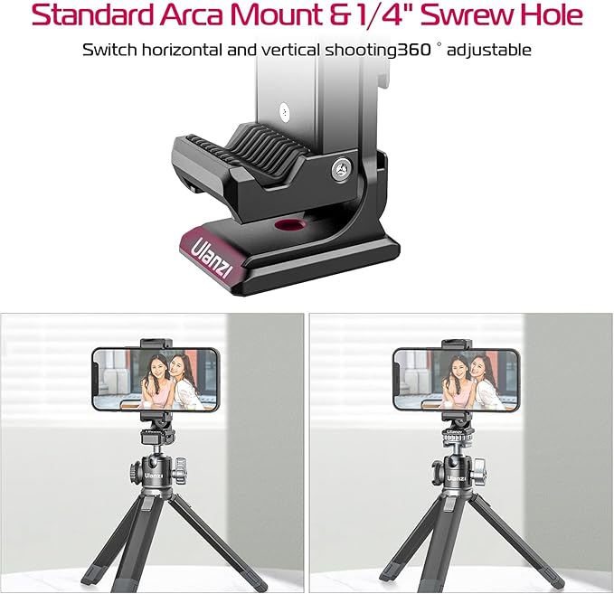 ULANZI ST-27 Phone Tripod Mount, 360° Metal Phone Holder - Image 2