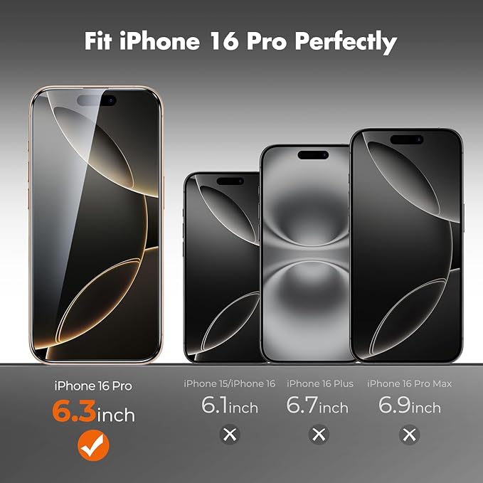 UNBREAKcable Screen Protector for iPhone 16 Pro, HD Tempered Glass Screen - Image 6
