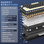 YUNZII YZ98 Gasket Mechanical Keyboard, 99 Key Hot Swappable BT5.0/2.4G/USB-C - Image 4