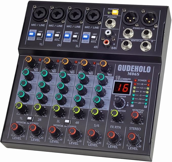6-Channel Professional DJ Audio Mixer, DJ Controller Sound Mixer DSP 16 Preset - Image 7